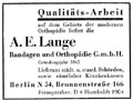 Alte Zeitungsanzeige von A.E.Lange